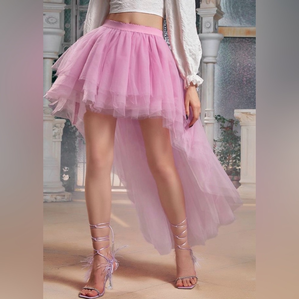 Pink Tulle Hi Low Skirt